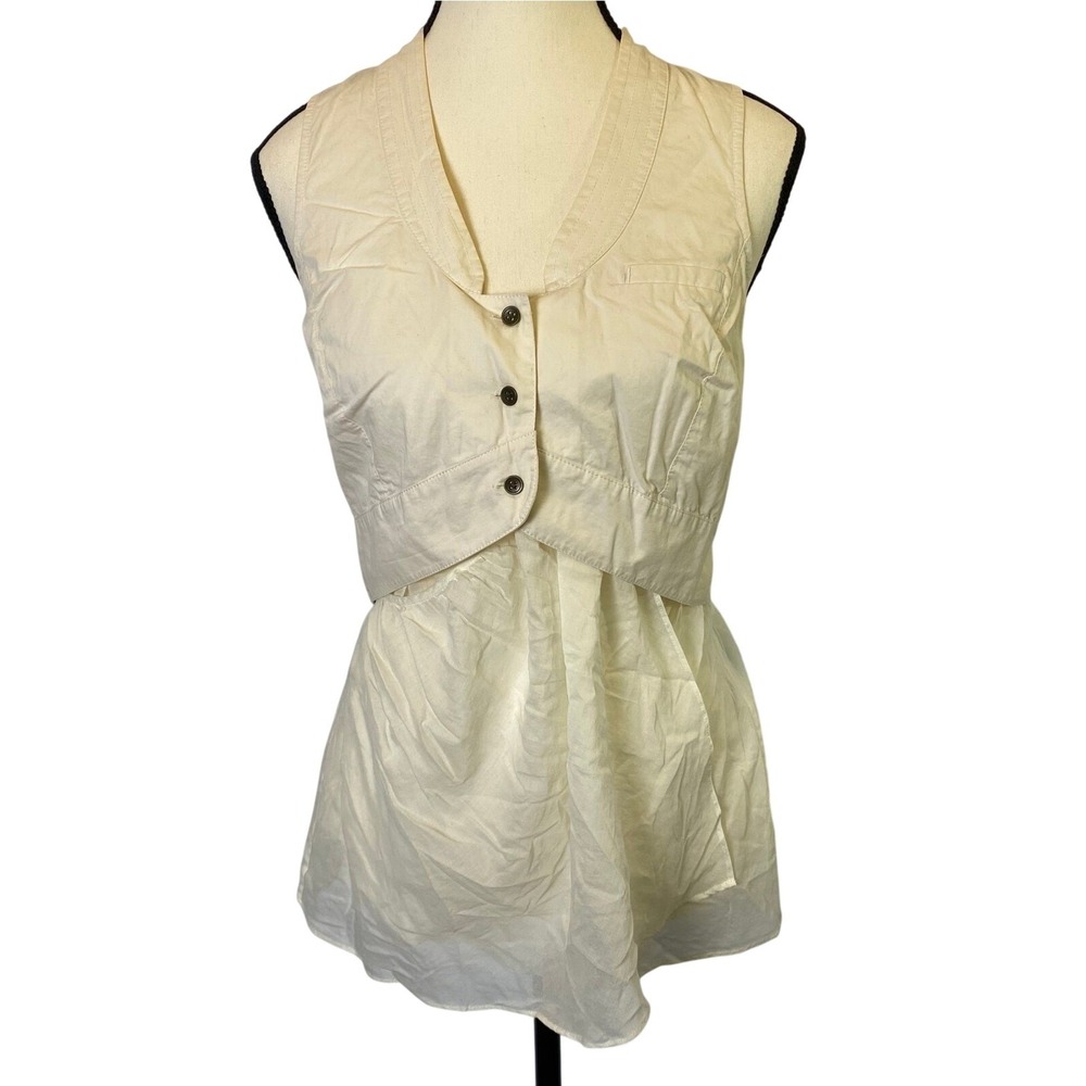 Hoss Intropia Women's Size 6 Ivory Vest Sheer Wrap Around Front‎ Boho Festival